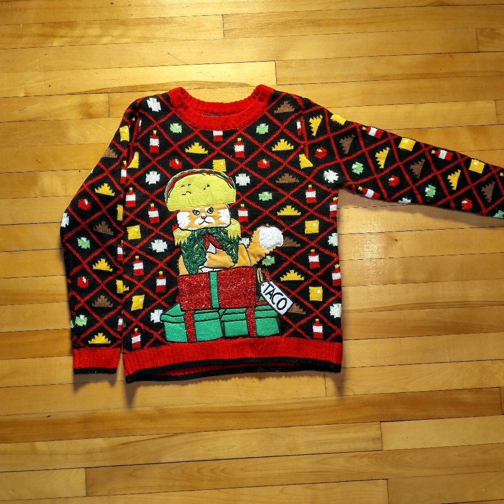 33 degrees ugly Taco cat Christmas style sweater